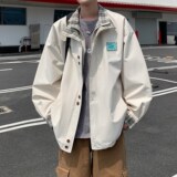 外景学院风秋款大码外套拼接翻领男宽松休闲夹克6650P88控128，男装夹克，电商A034