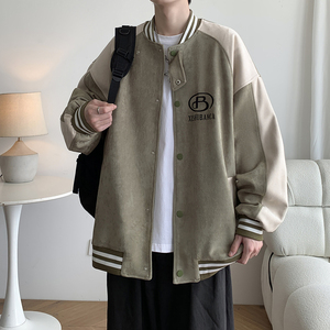 大码港风宽松休闲拼接棒球服夹克少年感春季外套男 2869 P88控118图片