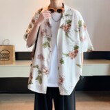 2025新款流行短袖衬衫男士宽松碎花衬衣酒店内景6622P40控58，男装衬衫，电商A034