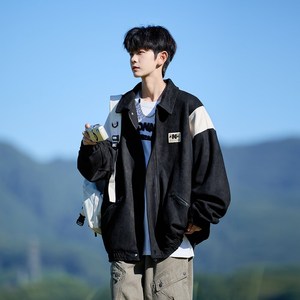 相机片 撞色日系宽松休闲棒球服夹克 百搭外套男 6631 P88控118图片