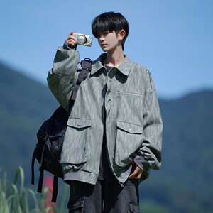相机片外景高级感皮衣外套潮流男大码休闲机车夹克 6655 P88控138图片