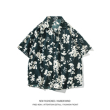 港风夏款夏短袖衬衫男宽松个性冰丝碎花衬衣6617P40控58，男装衬衫，电商A034