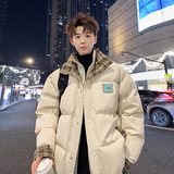 外景日系大码格子棉服双领外套棉袄男帅气棉衣6668P120控178，男装棉衣，电商A034