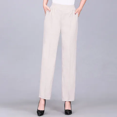 长裤春秋裤子中老年松紧老人高腰薄款女裤夏妈妈棉麻宽松九分亚麻,女装/女士精品,休闲裤,淘宝优惠券,粉丝福利购,淘宝优惠卷