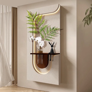 2025新款入户玄关实物立体装饰画花瓶水培绿植砂岩壁灯画高端挂画