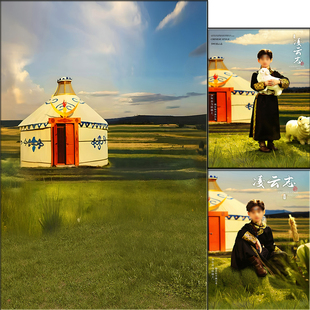 儿童写真春季主题凌云志民族少女影楼拍照背景布中国风摄影背景