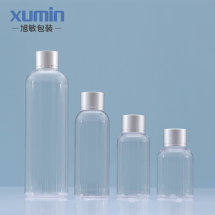 透明圆肩50-250ml亚银电化铝盖瓶 化妆水分装瓶纯露瓶包装瓶PTD20