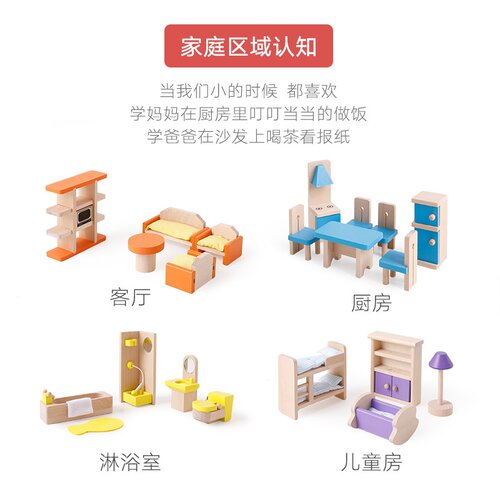 onshine木制仿真小家具过家家玩具DIY房屋角色扮演房屋摆设配件