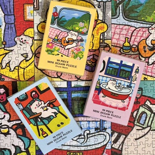 puffinkids海鹦&DrunkMomi 99*6迷你拼图小尺寸益智解压玩具礼物