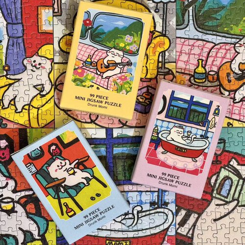 puffinkids海鹦&DrunkMomi 99*6迷你拼图小尺寸益智解压玩具礼物