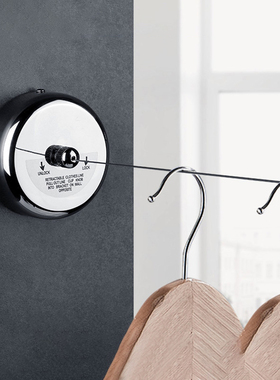 阳台隐形收缩晾衣绳免打孔白色凉衣绳钢丝晒衣绳室内浴室晾衣神器