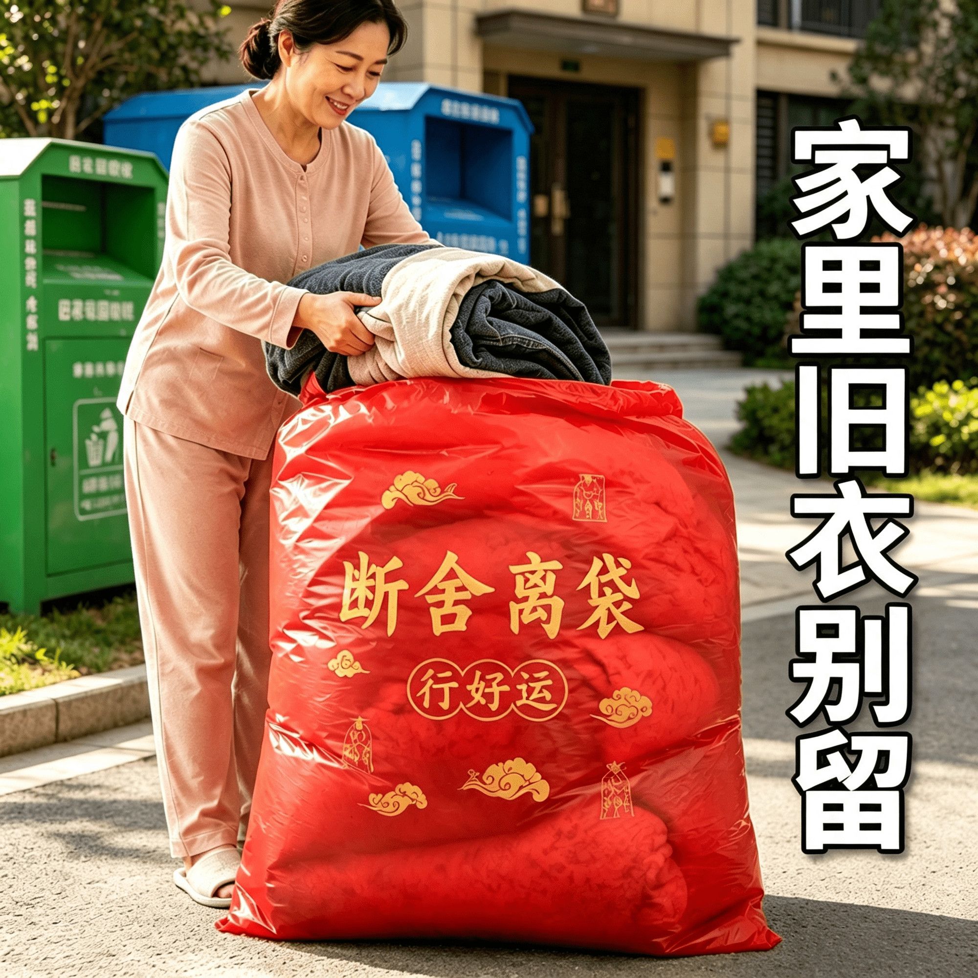 送衣服专用断舍离红色塑料袋图片
