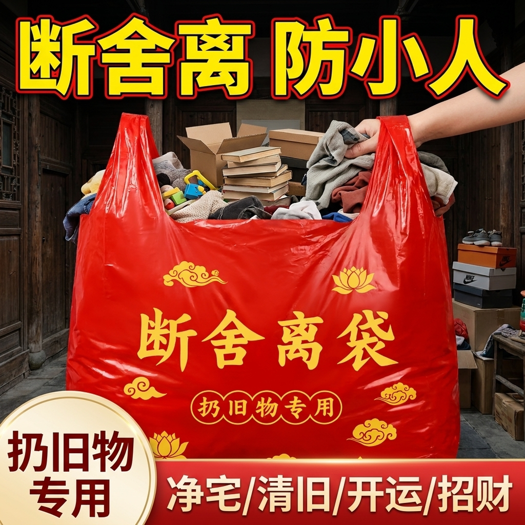 断舍离大红色塑料袋家用手提式图片