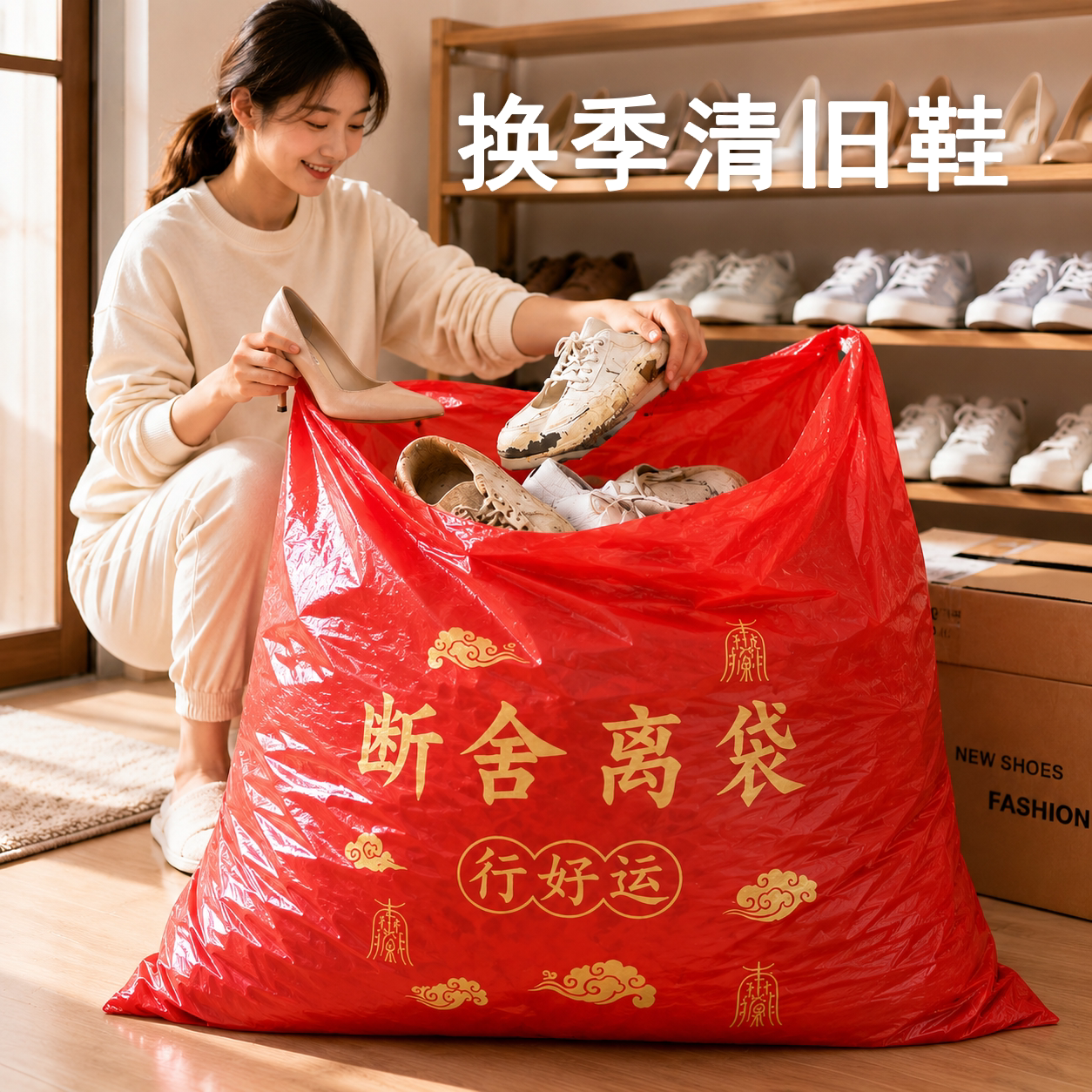 扔旧鞋专用处理除秽拉吉转运袋图片