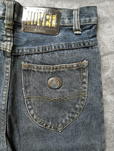 金属牌法国蓝威龙noveli牛仔裤水洗石洗90s老款港风修身高腰萝卜