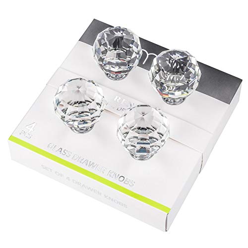 set of 4 decorative diamond round crystal glass dra