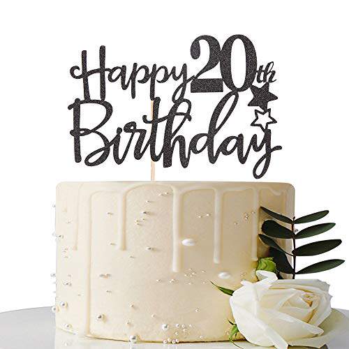 maicaiffe black happy 20th birthday cake topper,hell
