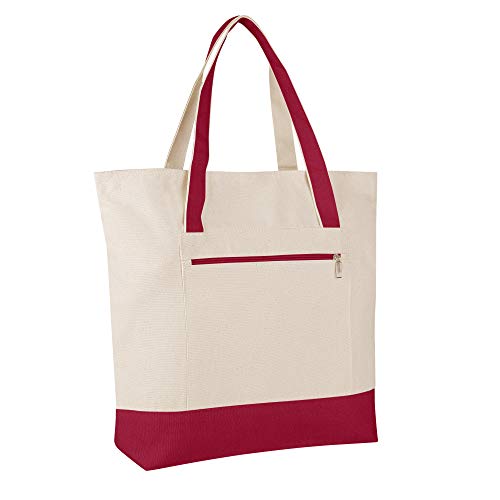 bagzdepot zipper canvas tote bags - heavy duty blan