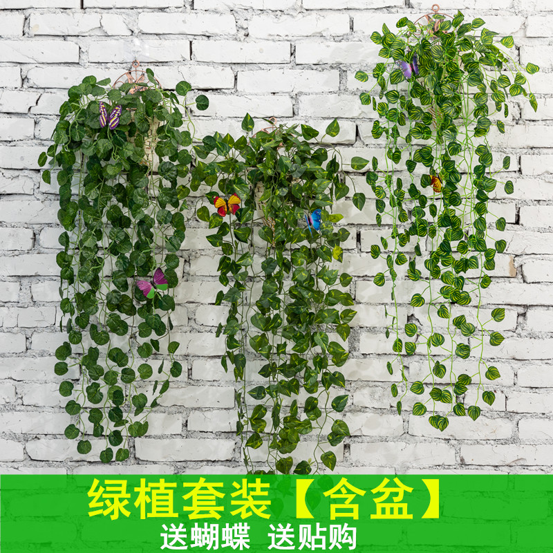 仿真绿萝客厅塑料藤蔓吊篮假花