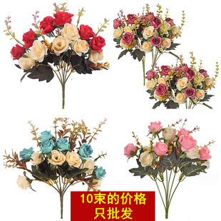 单支欧式法式巴黎玫瑰小花束假花仿真花装饰花摆件客厅仿生花摆设