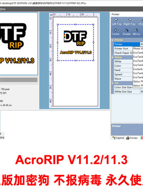 DTFRIPV11柯式烫画白彩同出软件L18050改装DTF卷纸打印acrorip11