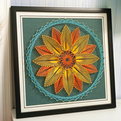 钉子绕线画 客厅抽象装 diy材料 活动 饰画 弦丝手工 几何图形黑框