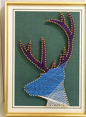 一鹿有你 钉子绕线画 缠线画手工作业  装饰画礼品 diy材料或成品