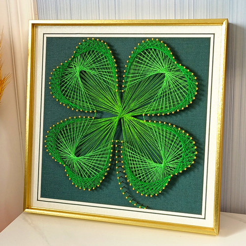 幸运草 有你真好钉子绕线画diy材料包 缠绕画 团建四叶草手工礼物