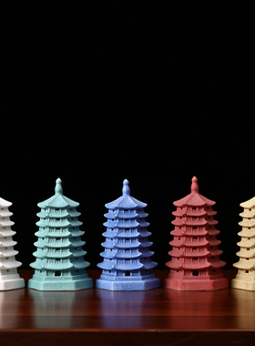 陶瓷文昌塔摆件7/13层红黄绿