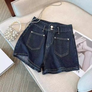 小个子显瘦阔腿a字热裤 高腰复古牛仔短裤 梨形身材大码 薄款 女夏季