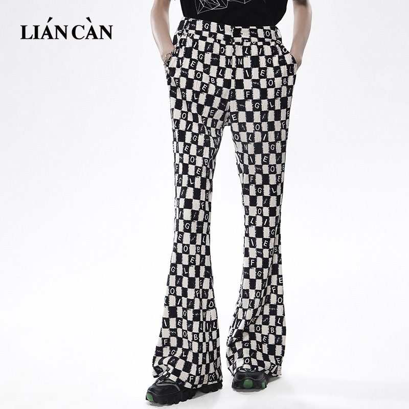 卡佛莲灿清仓年款微喇叭字母针织休闲百搭长裤