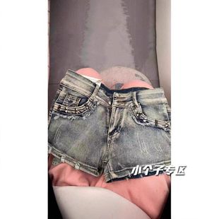 美式辣妹铆钉低腰牛仔超短裤女夏季新款修身显瘦辣妹性感热裤子潮