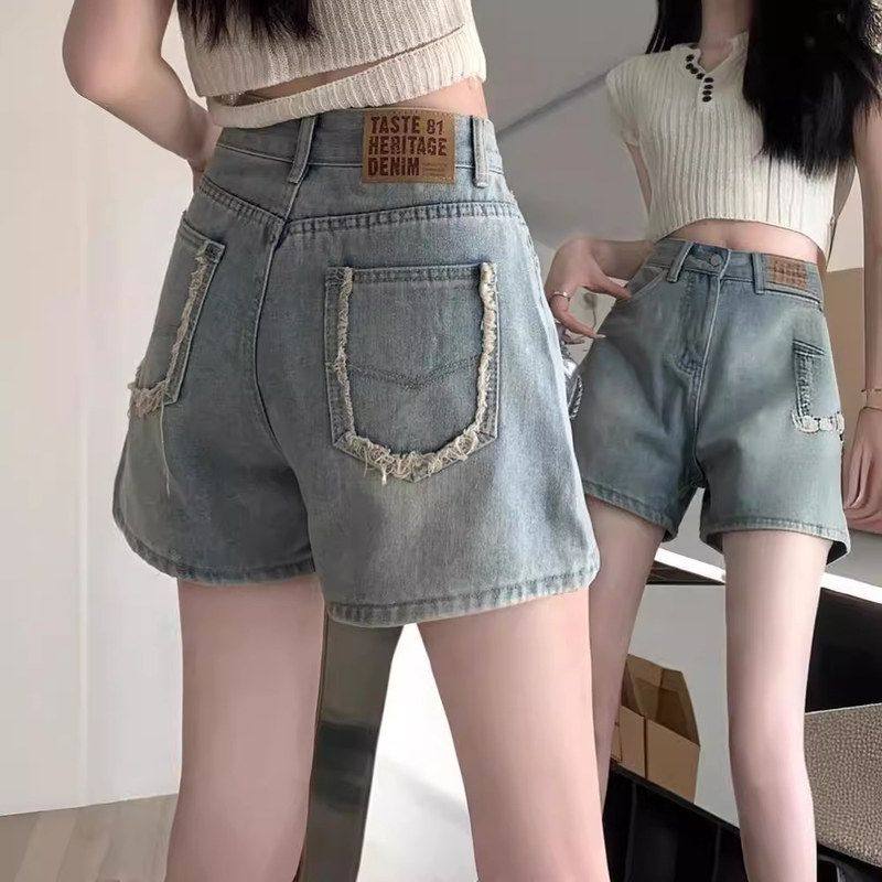 小众休闲牛仔短裤2025年新款女装宽松显瘦阔腿A字热裤口袋设计感