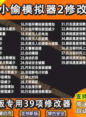 小偷模拟器2修改器Thief Simulator2辅助金币无限技能点 不含游戏