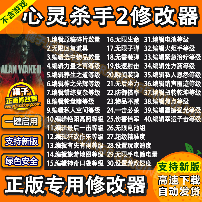 心灵杀手2修改器 正版Epic存档Rune 辅助魔改 无限生命弹药非游戏 电玩/配件/游戏/攻略 STEAM 原图主图