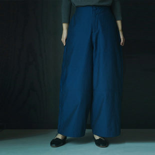 女遮肉显瘦百搭阔腿裤 复古加绒保暖高腰直筒裤 新中式 艾绘馆秋冬季