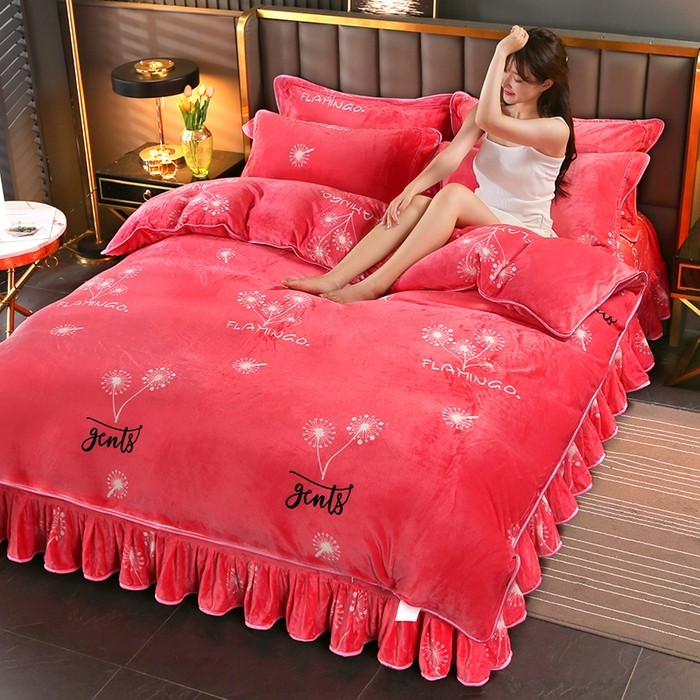 冬季牛奶绒被套双面绒被罩加厚保暖珊瑚绒法莱绒加厚牛奶绒四件套