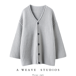 重磅加厚粗棒针羊绒开衫 女纯羊绒毛衣宽松外套 型怎么穿都美 这版