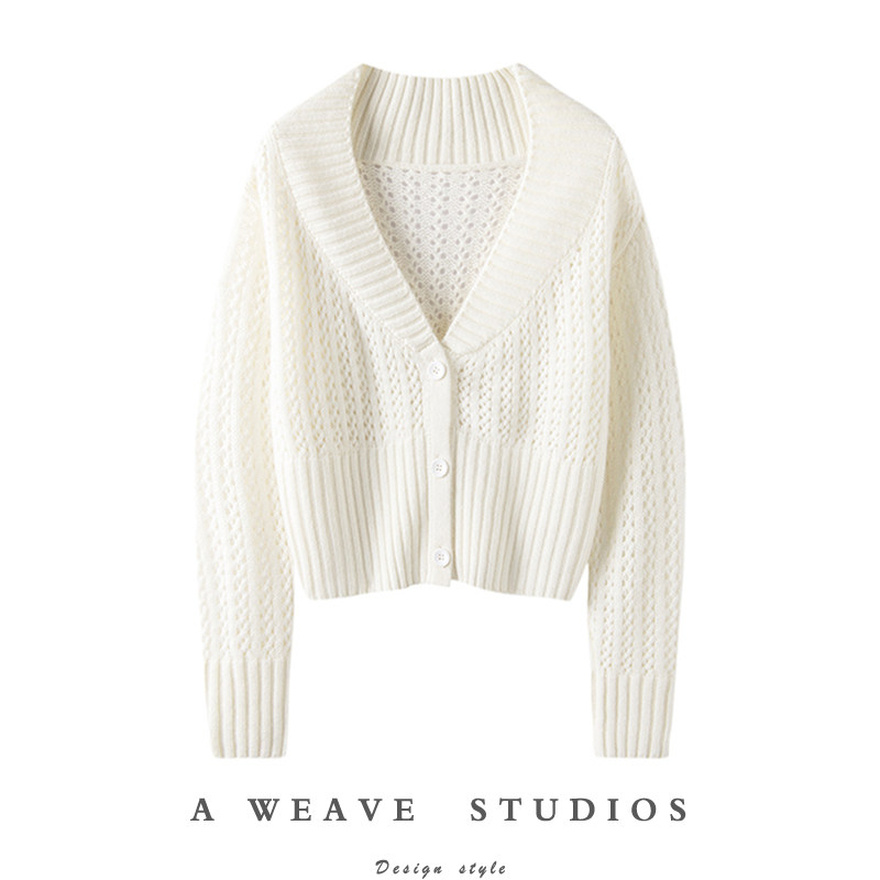 真心推荐！大V领羊绒开衫女短款纯羊绒毛衣针织开衫外套秋冬加厚