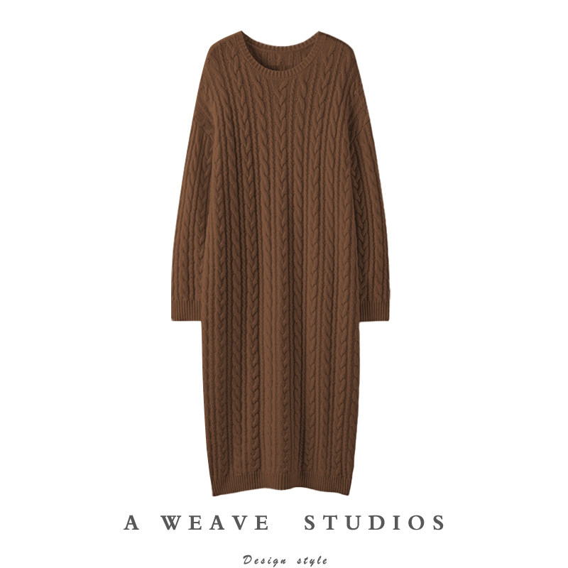 实穿人见人夸~重磅羊绒圆领套头奢贵100%纯羊绒绞花针织连衣裙,女装/女士精品,羊绒衫,淘宝优惠券,粉丝福利购,淘宝优惠卷