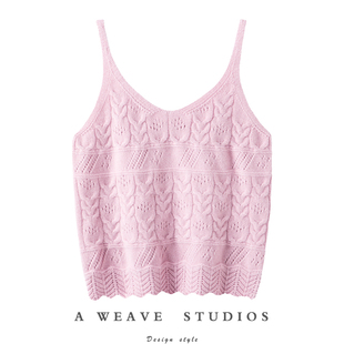 精致迷人 毛衣加厚背心 波浪纹绞花羊绒吊带女纯羊绒衫