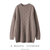 定制挚爱 毛衣提花羊绒衫 白 100%cashmere纯羊绒麻花宽袖