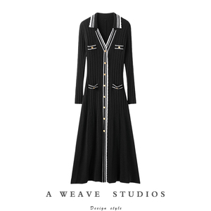 内外兼修贵气感～v领羊绒衫女中长款纯羊绒毛衣针织连衣裙子秋冬