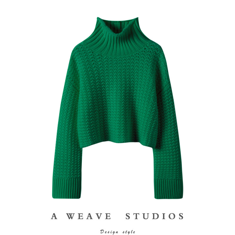 时尚感拉满～2024新款宝石绿编镂空编织阔袖高领100%羊绒毛衣女,女装/女士精品,羊绒衫,淘宝优惠券,粉丝福利购,淘宝优惠卷