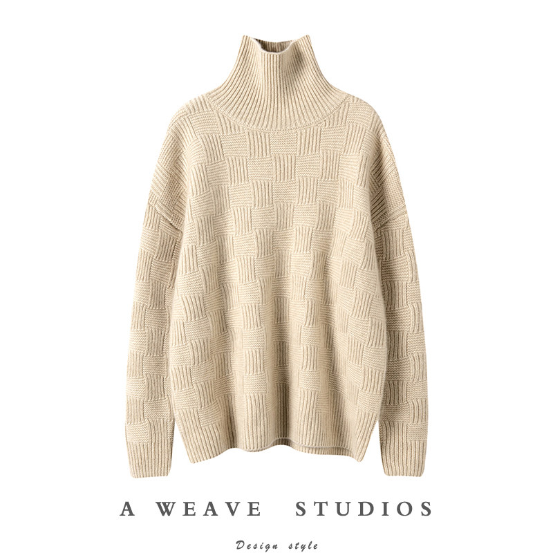 气质爆棚耐看~重磅加厚！方格立体坑条高领羊绒衫女纯羊绒毛衣冬,女装/女士精品,羊绒衫,淘宝优惠券,粉丝福利购,淘宝优惠卷