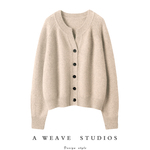 官方正品~加厚百分百纯山羊绒开衫女纯羊绒毛衣针织开衫外套秋冬