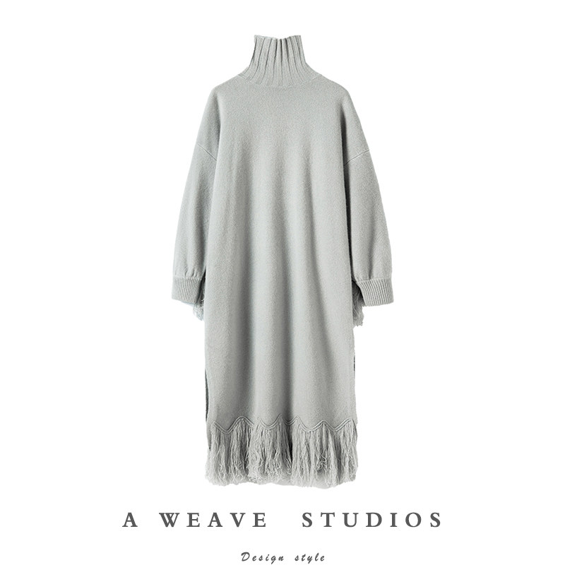 女王战袍！满满的都是气场！大克重流苏高领羊绒衫女长款连衣裙子,女装/女士精品,羊绒衫,淘宝优惠券,粉丝福利购,淘宝优惠卷