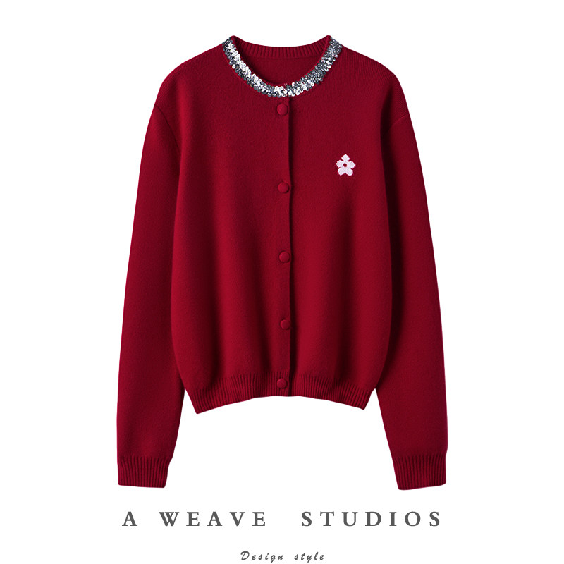 格外显肤白~亮片领口纯羊绒花朵刺绣针织开衫女短款毛衣外套,女装/女士精品,羊绒衫,淘宝优惠券,粉丝福利购,淘宝优惠卷
