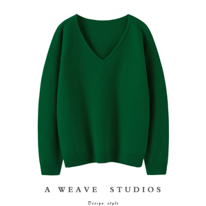 简约大女主气质~ 软糯气质 V领羊绒衫女纯羊绒毛衣宽松秋冬加厚