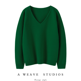 V领羊绒衫 女纯羊绒毛衣宽松秋冬加厚 软糯气质 简约大女主气质